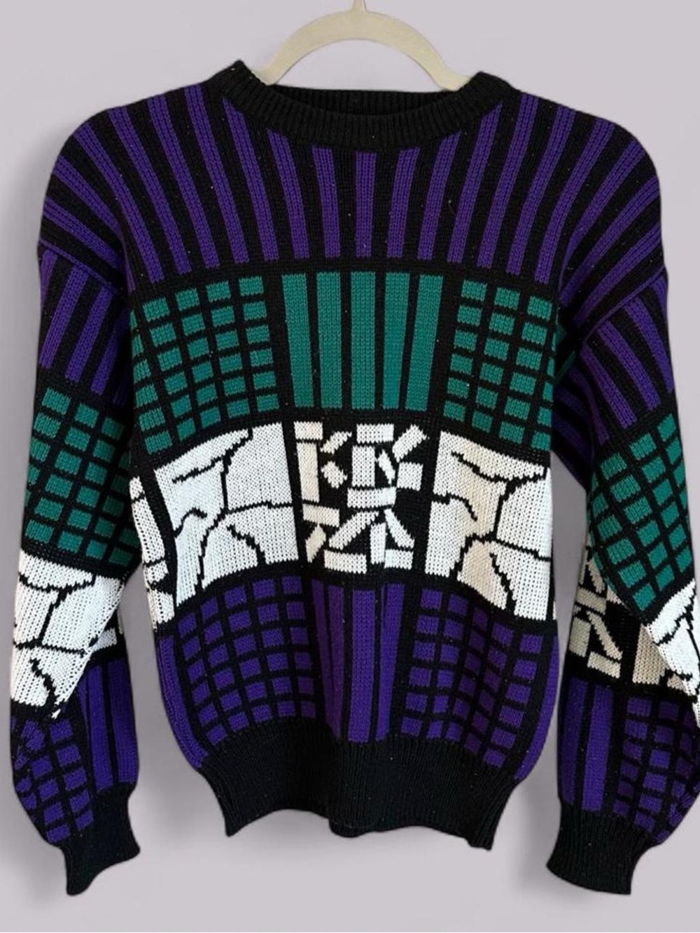 Vintage 80s Colorblock Geometric Sweater